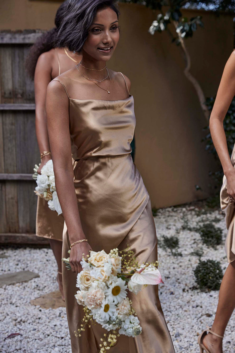 gold evening dresses uk Couture Gold AB Gown with leg slit