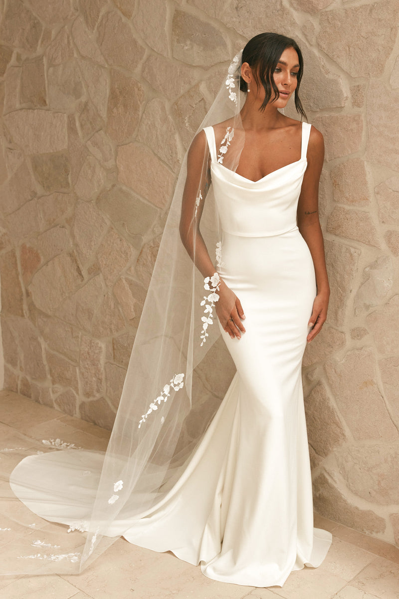 Grace Crepe Fit Flare Wedding Dress