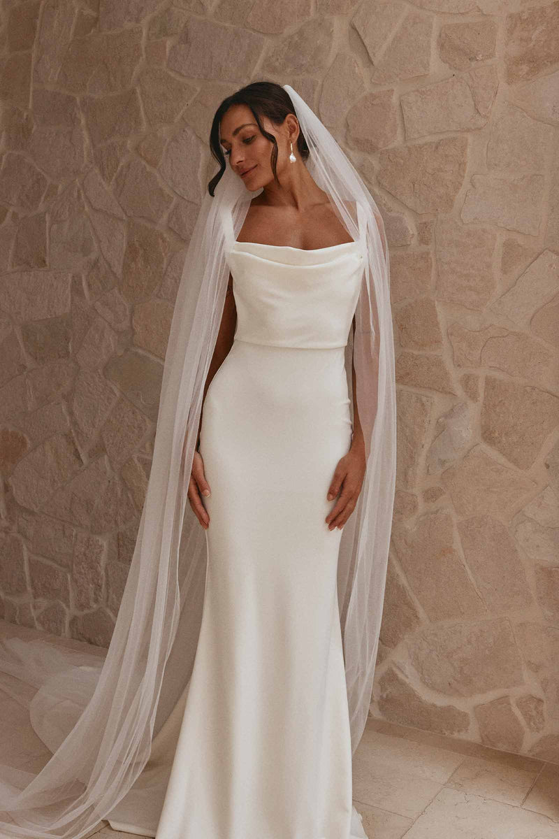 Grace - Cathedral Length Wedding Veil, Simple Bridal outlet Veil, Ivory or White