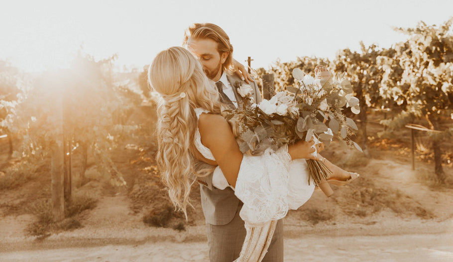 Patrick & Nikki in the Alexandra Rose Gown