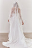 Mantilla Veil with Wedding Dress from back