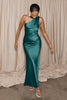 Teal one shoulder bridesmaid dress_XS_
