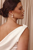 Satin wedding dress and bridal earrings
