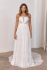 Woman wearing a strapless lace wedding dress_XS_