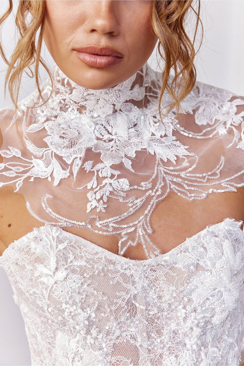 Lace Bridal Neckpiece that is embellished