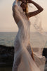 Embroidered Floral Wedding Veil with strapless wedding dress