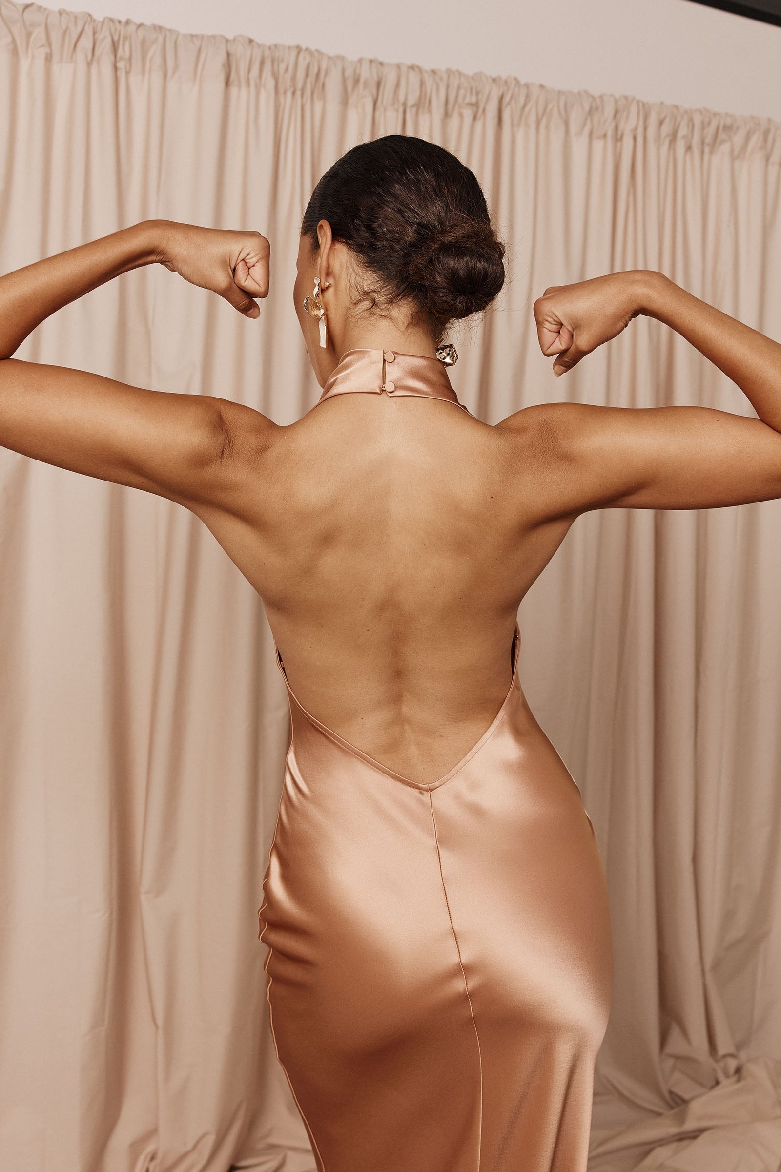Backless rose gold bridesmaid dress_XS_