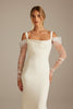 Grace wedding dress cropped in wearing tulle sleeves