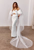 Sheer Drop Wedding Veil paired with puff sleeve wedding dress