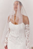 Sheer Drop Wedding Veil paired with lace wedding dress