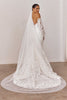 Sheer Drop Wedding Veil with long train paired with lace wedding dress