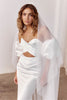 Sheer Drop Wedding Veil paired with puff sleeve wedding dress