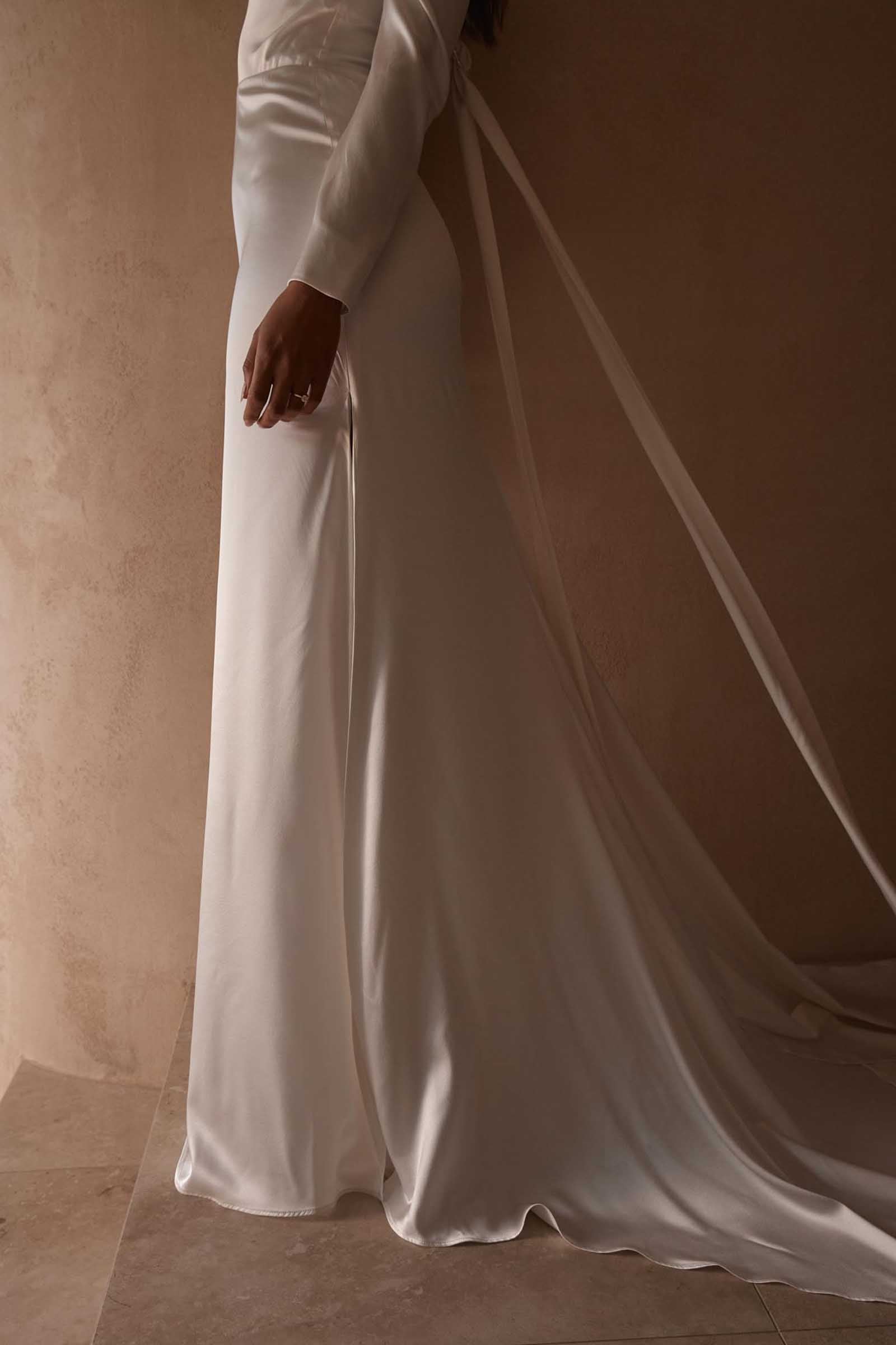 Anu  Long Sleeve Silk Wedding Dress – Grace Loves Lace UK