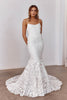 A mermaid lace wedding dress with spaghetti straps_XS_