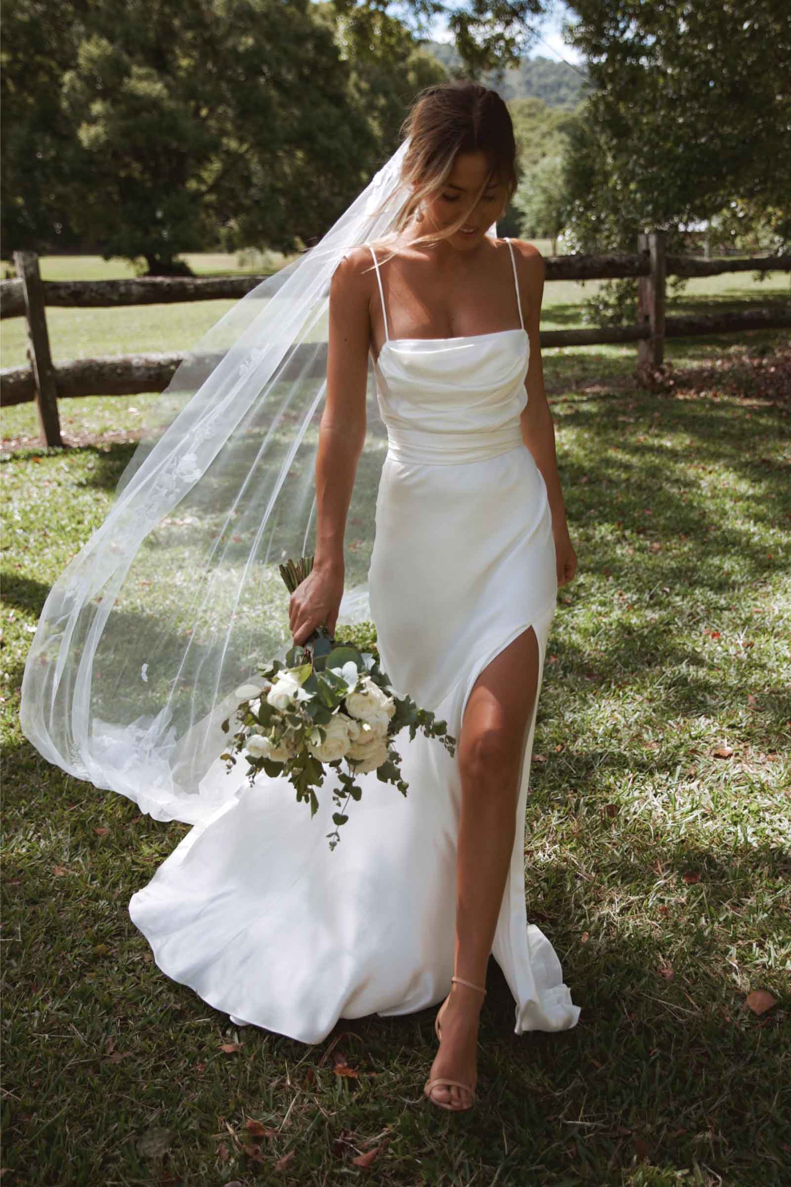 Valentina  Ivory Satin Wedding Gown – Grace Loves Lace UK