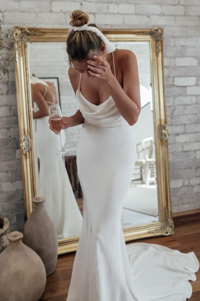 silk wedding dresses uk Bluebell silk wedding gown | Slip dress with full skirt | Modern bridal by Kate Beaumont