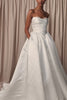 basque waist satin wedding dress