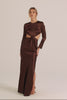 Blake Espresso Brown Long Sleeve Bridesmaids Dress_XS_